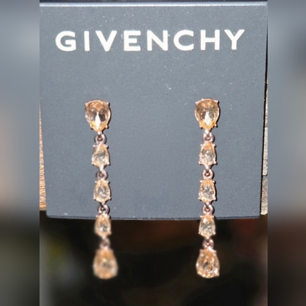 Givenchy Champagne Crystal Drop Earrings